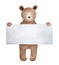 Little teddy bear character with big square shaped paper note