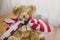 Little teddy bear with USA flag - happy memorial day