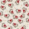 Little teddy bears holding hearts seamless pattern