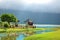 little temple after rain near Pura Ulun Danu on Beratan lake