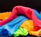 Little textile towels in diferent colors for hands or hair