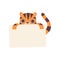 Little Tiger Holding Empty Banner, Cute Cartoon Animal with Blank Sign Board Vector Illustration