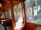 Little tourist train in Abreschviller. Art deco interior decoration of the Orient Express wagon.