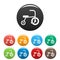 Little tricycle icons set color