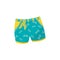 Little turquoise shorts with yellow pockets for toddler. Stylish children apparel. Newborn boy clothes. Kids fashion