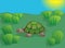 Little turtle in a meadow