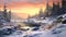 Little Twilight: Hyper-realistic Winter Landscape Painting