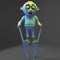 Little undead zombie monster feels very tall on his stilts, 3d illustration