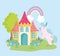 Little unicorn castle rainbow fantasy magic animal cartoon