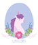 Little unicorn flowers fantasy magic mystery animal cartoon