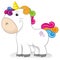 Little unicorn, fluffy and graceful equine mascot