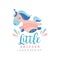 Little unicorn logo design, emblem can be used for kids education center, club, baby shop, kids market, kindergarten and