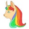 Little unicorn with rainbow haircut.