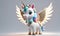 Little Unicorn Wings Cute 3D Art Animated Graphic, Invitation Card Banner Website Design Background - ai generated