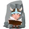 Little viking have a book in the hand. Cartoon character