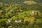 Little village in green mountains. Beautiful rural landscape