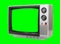 Little Vintage Television with Chroma Green Screen and Background