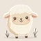 Little white cheerful and smiling sheep. Little baby sheep.