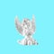 Little white guardian angel sky blue background