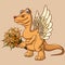 A little winged dinosaur came to visit. With a bouquet and congratulations.
