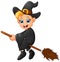 Little witch cartoon flying