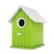 Little Wooden Olive Birdhouse. 3d Rendering