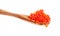 Little wooden spoon with salted russian red caviar