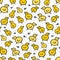 Little yellow chickens seamless pattern on white