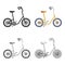 Little yellow children`s bicycle. Bicycles for children and a healthy lifestyle.Different Bicycle single icon in cartoon