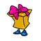 Little yellow holiday character gift pink bow ribbon cartoon