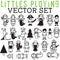 Littles Playing Vector Set with dress up girls and boys in costumes and outfits.