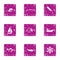 Live bait icons set, grunge style