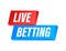 Live betting. Flat web banner with red bet now on white background for mobile app design. Vector stock illustration