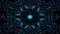 Live blue fractal mandala, video tunnel with glowing middle on black background. Animated calming symmetric patterns for