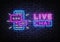 Live chat service neon sign vector. Social media communication, Design template neon sign, light banner, nightly bright