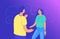 Live conversation between two friends gradient vector illustration of young people standing together and talking about something
