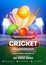 Live Cricket Championship template or flyer design with details, match between two team.