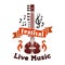 Live folk ethnic music festival vector emblem