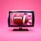 Live Football streaming Pink Icon, Badge, Button for broadcasting. application or online football stream.