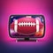 Live Football streaming Pink Icon, Badge, Button for broadcasting. application or online football stream.