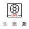 Live, Game, Screen, Football Bold and thin black line icon set