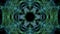 Live green and blue fractal calming mandala, video tunnel on black background. Animated symmetric patterns for spiritual