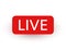 Live icon. Live stream, video, news symbol on white background. Social media template. Broadcasting, online stream. Play