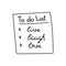 Live, laugh, love. To do list. A paper note with a task plan