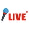 Live microphone icon, flat style.