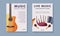 Live Music Festival Flyer or Banner with Guitar and Bagpipe Vector Set
