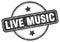 live music stamp. live music round vintage grunge label.