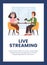 Live online streaming show banner or poster for social media vector illustration.