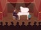 Live piano concert flat color vector illustration