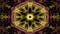 Live red and yellow fractal mandala, video tunnel on black background. Animated symmetric patterns for spiritual and
